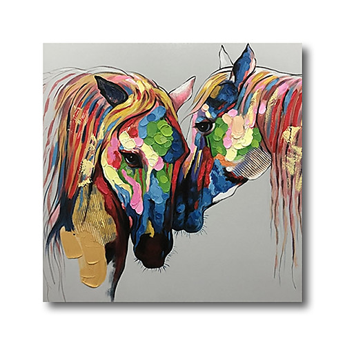 

Oil Painting Hand Painted Square Animals Pop Art Modern Stretched Canvas