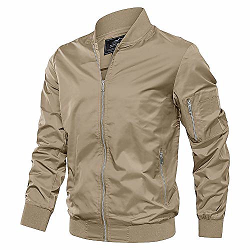 

Men's Jacket-Lightweight Spring Fall Outdoor Thin Bomber Coat, Khaki S