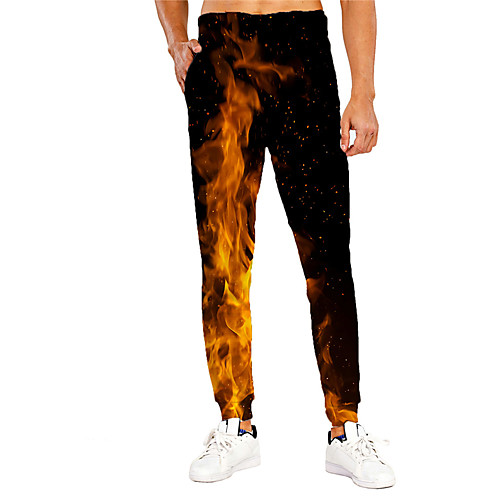 

Men's 3D Print Sporty Breathable Quick Dry Sports Casual Holiday Pants Sweatpants Pants Graphic 3D Full Length Print Orange