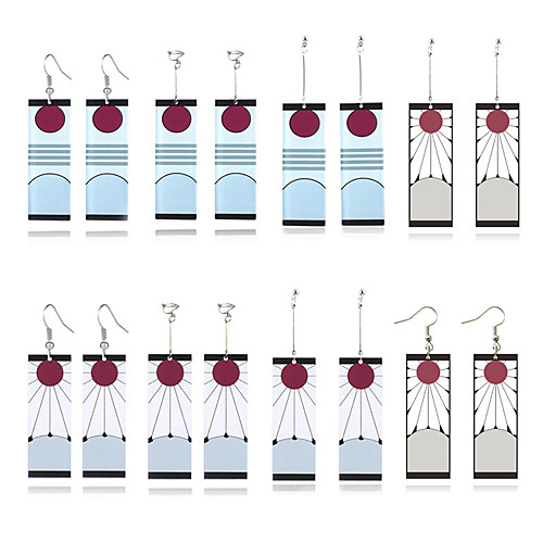 

demon slayer tanjiro earrings - kimetsu no yaiba statement acrylic drop earrings - good ideal for men