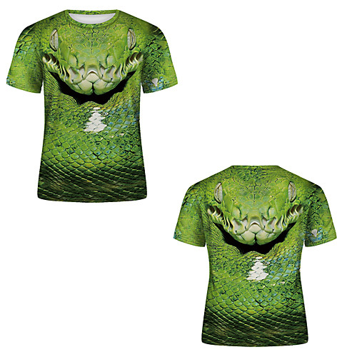 

Men's T shirt 3D Print 3D Rivet Mesh Short Sleeve Casual Tops Green / Navy