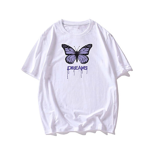 

Men's Unisex T shirt Hot Stamping Butterfly Animal Plus Size Print Short Sleeve Casual Tops 100% Cotton Casual Fashion White