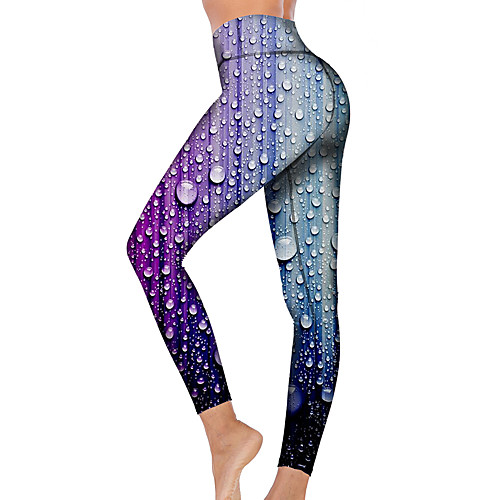 

21Grams Women's High Waist Yoga Pants Cropped Leggings Tummy Control Butt Lift Breathable Purple Fitness Gym Workout Running Winter Sports Activewear High Elasticity