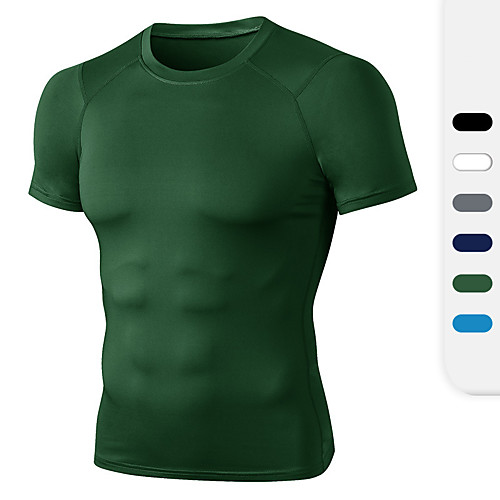 

YUERLIAN Men's Short Sleeve Running Shirt Tee Tshirt Top Athletic Athleisure Spandex Lightweight Breathable Quick Dry Fitness Gym Workout Running Jogging Training Sportswear Solid Colored White Black
