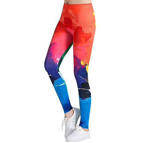 

Women's High Waist Yoga Pants Leggings Bottoms Tummy Control Butt Lift Breathable Tie Dye Red Yoga Fitness Gym Workout Winter Sports Activewear Stretchy Slim / Athletic / Athleisure