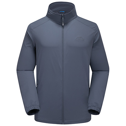 

Men's Hiking Jacket Hiking Windbreaker Outdoor Solid Color Waterproof Lightweight Windproof Breathable Jacket Top Elastane Full Length Visible Zipper Fishing Climbing Running Dark Grey Black Grey