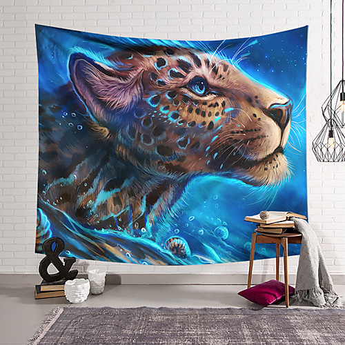 

Wall Tapestry Art Decor Blanket Curtain Hanging Home Bedroom Living Room Decoration Polyester Blue Background Tiger