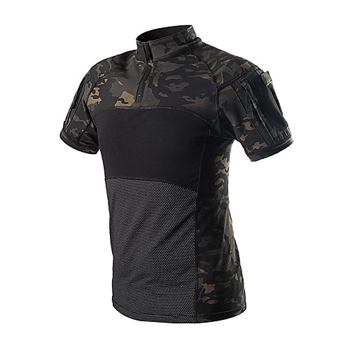 

Men's Camouflage Hunting T-shirt Military Tactical Shirt Outdoor Breathable Ventilation Fast Dry Outdoor Summer Solid Colored Camo Cotton Black Army Green Camouflage