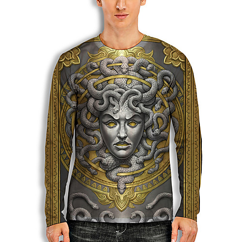 

Men's T shirt 3D Print Cartoon 3D 3D Print Long Sleeve Daily Tops Casual Fashion Yellow