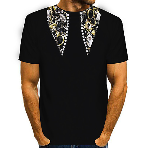 

Men's T shirt 3D Print Cartoon 3D Print Short Sleeve Daily Tops Casual Fashion Black