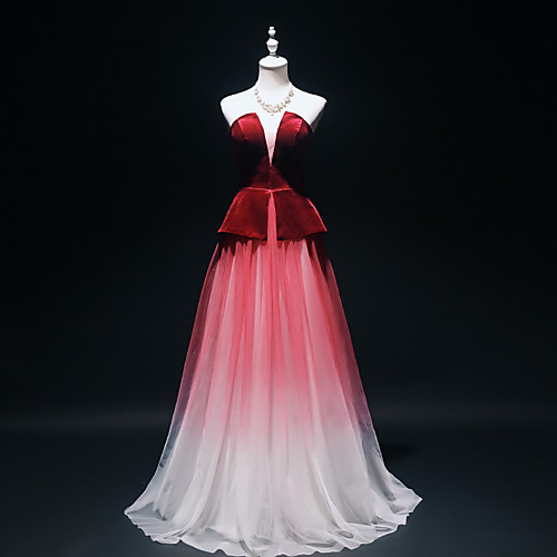 

A-Line Peplum Vintage Wedding Guest Prom Dress V Neck Sleeveless Sweep / Brush Train Tulle with Pleats 2021