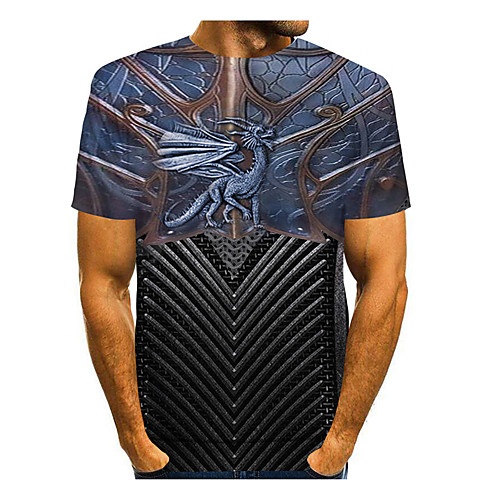 

Men's T shirt 3D Print Cartoon 3D 3D Print Short Sleeve Daily Tops Casual Fashion Gray