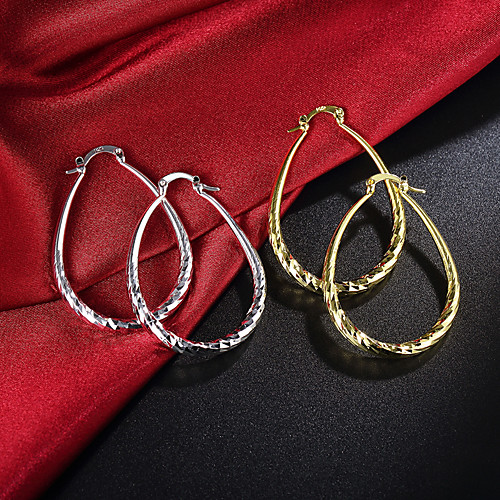 

Women's Hoop Earrings Geometrical Precious Fashion Silver Plated Gold Plated Earrings Jewelry Gold / Silver For Christmas Party Evening Street Gift Date 1 Pair