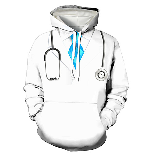 

Men's Pullover Hoodie Sweatshirt Cartoon Print Daily Holiday 3D Print 3D Print Hoodies Sweatshirts White