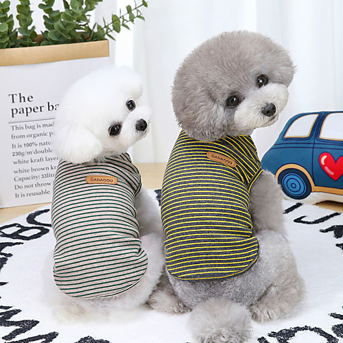 

Dog Cat Shirt / T-Shirt Vest Stripes Basic Adorable Cute Dailywear Casual / Daily Dog Clothes Puppy Clothes Dog Outfits Breathable Yellow Green Costume for Girl and Boy Dog Cotton S M L XL XXL