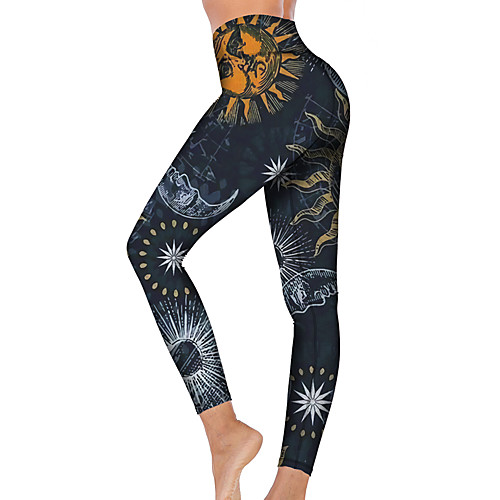 

21Grams Women's High Waist Yoga Pants Cropped Leggings Tummy Control Butt Lift Breathable Dark Navy Fitness Gym Workout Running Winter Sports Activewear High Elasticity