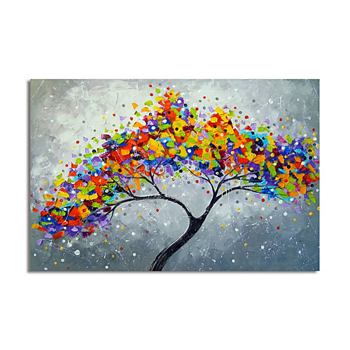 

Oil Painting Hand Painted Horizontal Abstract Floral / Botanical Modern Stretched Canvas