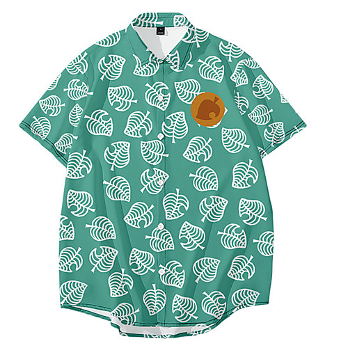 

Men's Shirt 3D Print Animal Button-Down 3D Print Short Sleeve Daily Tops Casual Fashion Hawaiian White Orange Green