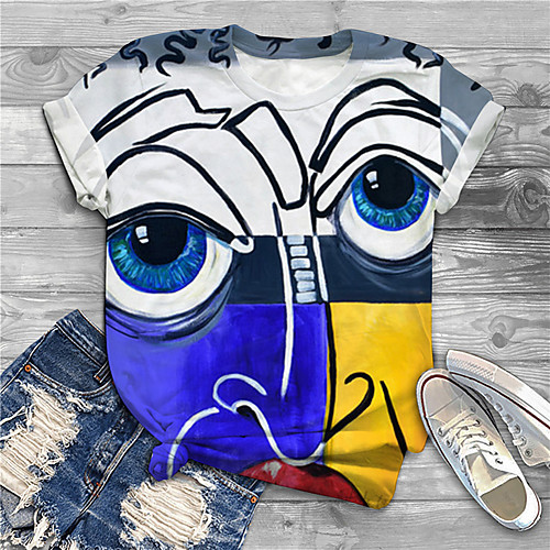 

Women's Plus Size Print Graphic T shirt Large Size Round Neck Short Sleeve Tops Big Size