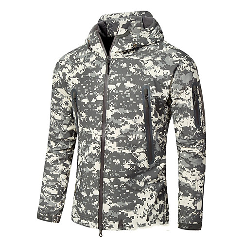 

Men's Hunting Fleece Jacket Outdoor Windproof Breathable Warm Wearproof Fall Winter Spring Solid Colored Camo Polyester Digital Desert Yellow Grey