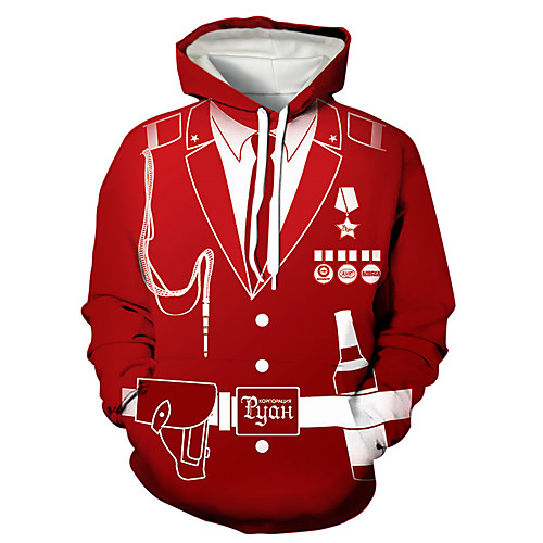 

Men's Pullover Hoodie Sweatshirt Cartoon Print Daily Holiday 3D Print 3D Print Hoodies Sweatshirts Red