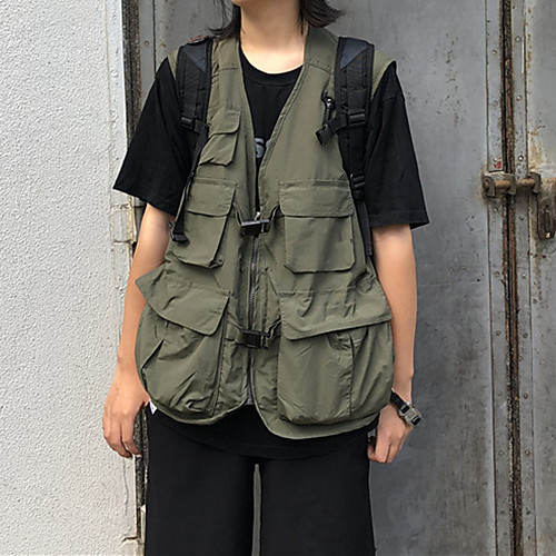 

Men's Hiking Vest / Gilet Fishing Vest Sleeveless Vest / Gilet Top Outdoor Lightweight Breathable Quick Dry Sweat wicking Summer Nylon Solid Color Black Army Green Fishing Climbing Running
