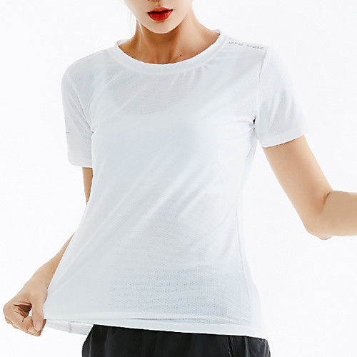 

Women's T shirt Hiking Tee shirt Short Sleeve Crew Neck Tee Tshirt Top Outdoor Lightweight Breathable Quick Dry Soft Summer Elastane Polyester Solid Color Dark Grey White Black Fishing Climbing