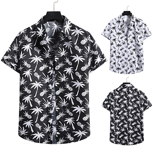 

Men's Shirt 3D Print Graphic Prints Print Short Sleeve Vacation Tops White Black