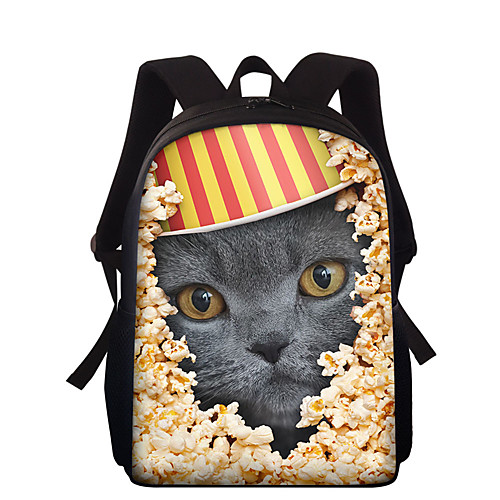 

Unisex Polyester School Bag Large Capacity Zipper Geometric 3D Print Animal Daily Outdoor Backpack White yellow Camel Yellow Khaki