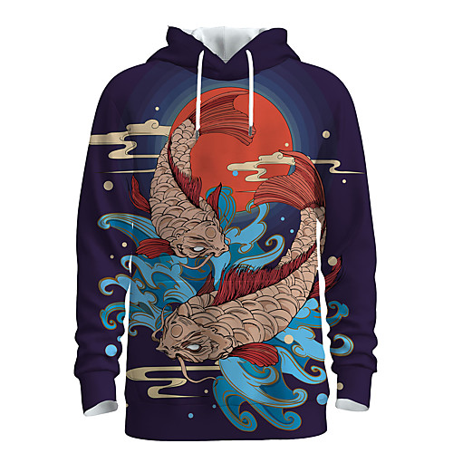 

Men's Pullover Hoodie Sweatshirt Graphic 3D Animal Print Daily Holiday 3D Print 3D Print Hoodies Sweatshirts Purple