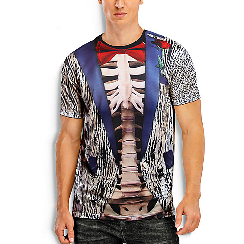 

Men's T shirt 3D Print 3D Cartoon 3D Print Short Sleeve Daily Tops Casual Fashion Blue
