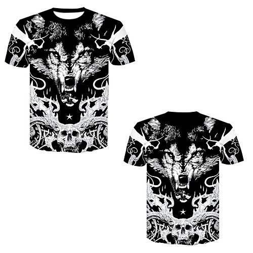 

Men's T shirt 3D Print 3D Rivet Mesh Short Sleeve Casual Tops Black / Gray