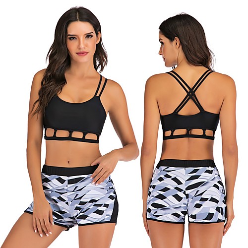 

Women's Tankini Two Piece Swimsuit Swimwear Breathable Quick Dry Sleeveless 2 Piece - Swimming Surfing Water Sports Painting Autumn / Fall Spring Summer