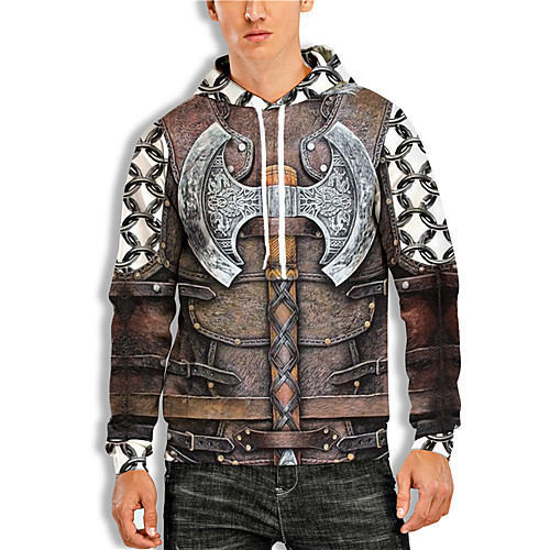 

Men's Pullover Hoodie Sweatshirt Cartoon 3D Print Daily Holiday 3D Print 3D Print Hoodies Sweatshirts Brown