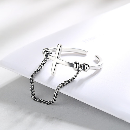 

Adjustable Ring Mismatched Silver S925 Sterling Silver Cross Dangling Fashion Trendy 1pc Adjustable / Women's