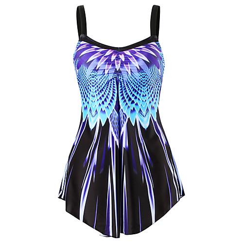 

Women's Tankini Spandex Swimwear Quick Dry Breathable Sleeveless 2 Piece - Swimming Surfing Water Sports Optical Illusion Summer