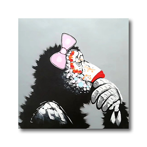 

Oil Painting Hand Painted Square Animals Pop Art Modern Stretched Canvas