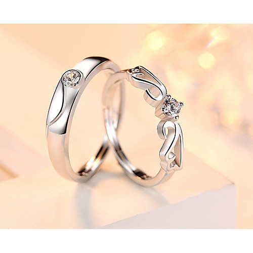 

Couple Rings Synthetic Diamond Solitaire Silver S925 Sterling Silver Love Precious Angel Wings Elegant Fashion 1 Pair Adjustable / Couple's / Adjustable Ring