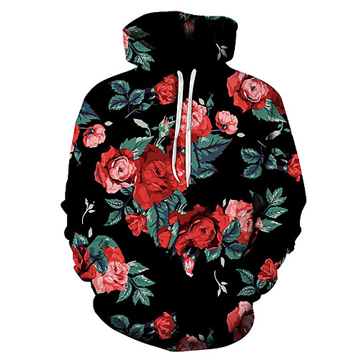 

Men's Long Sleeve Hoodie Sweatshirt Top Street Casual Winter Thermal Warm Breathable Moisture Wicking Gym Workout Running Active Training Jogging Exercise Sportswear Floral Normal Red black Activewear