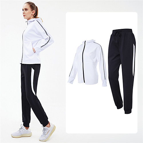 

Women's 2 Piece Full Zip Tracksuit Athletic Athleisure 2pcs Winter Long Sleeve Reflective Quick Dry Breathable Fitness Gym Workout Running Active Training Exercise Sportswear Normal Jacket White Black