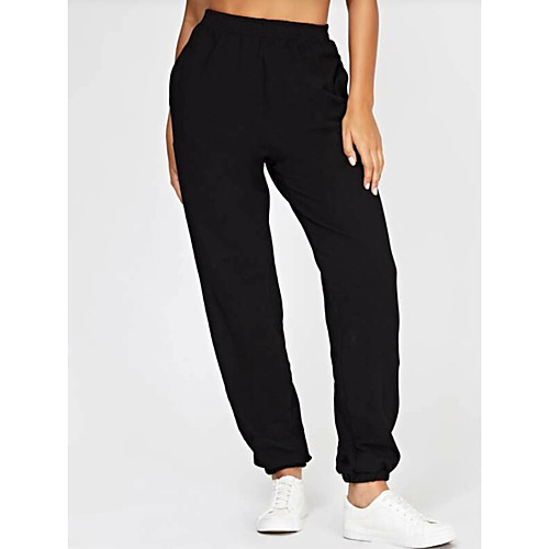

Women's Classic Style Casual / Sporty Comfort Sports Casual Sports Sweatpants Pants Plain Full Length Sporty Pocket Black Wine Light gray