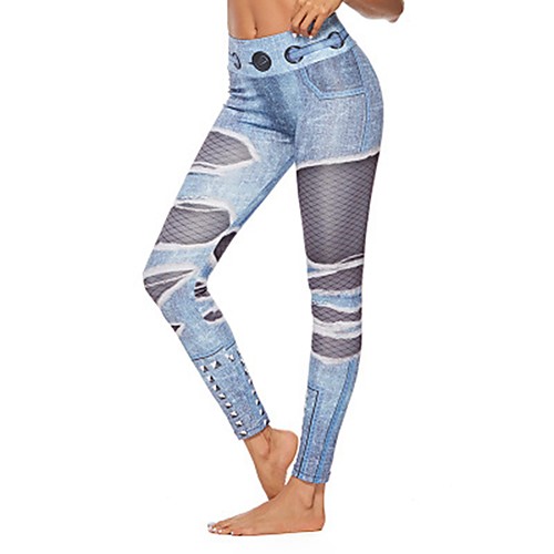 

Women's Sporty Novelty Comfort Sport Casual Leggings Pants Graphic Ankle-Length Print Light Blue