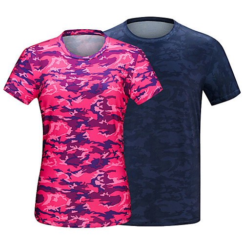 

Men's T shirt Hiking Tee shirt Short Sleeve Crew Neck Tee Tshirt Top Outdoor Lightweight Breathable Quick Dry Soft Summer Elastane Polyester Camo Blue Grey Dark Blue Fishing Climbing Running