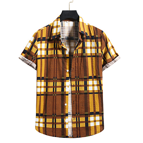 

Men's Shirt 3D Print Graphic Prints Print Short Sleeve Vacation Tops Yellow
