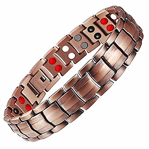 

Copper Bracelet for Men 4 Elements Magnetic Bracelets Pain Relief for Arthritis Elegant 99.99% Solid Copper Jewelry with Magnets