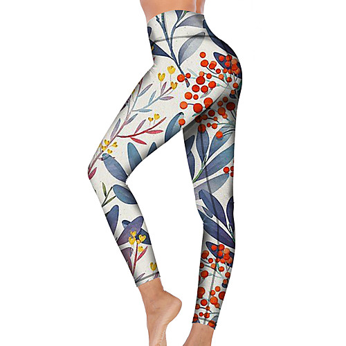 

21Grams Women's High Waist Yoga Pants Cropped Leggings Tummy Control Butt Lift Breathable White Fitness Gym Workout Running Winter Sports Activewear High Elasticity