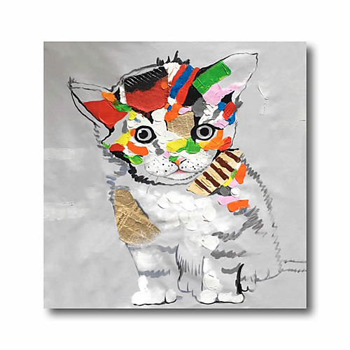 

Oil Painting Hand Painted Square Animals Pop Art Modern Impressionism Stretched Canvas