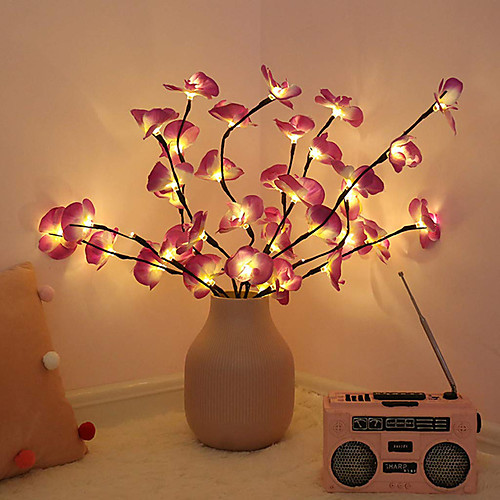 

LED Simulation Orchid Branch Lights Bulbs Christmas Vase Filler Floral Light Holiday Garden Party Desktop Decor Lights
