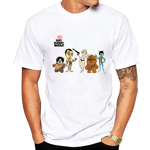 

Men's T shirt Hot Stamping Cartoon Print Short Sleeve Daily Tops 100% Cotton Basic Casual White