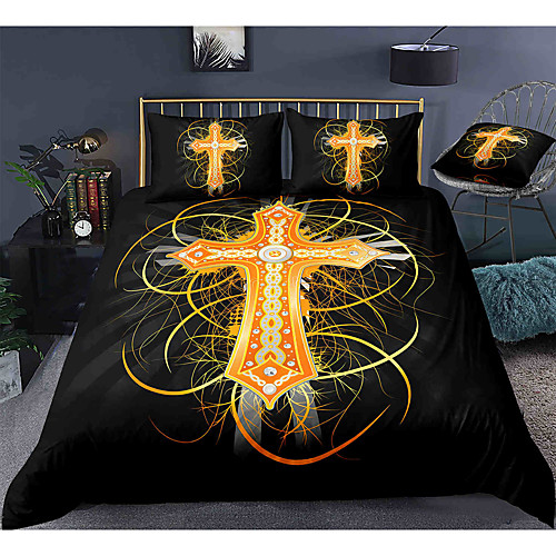 

Easter Cross 3-Piece Duvet Cover Set Hotel Bedding Sets Comforter Cover with Soft Lightweight Microfiber, Include 1 Duvet Cover, 2 Pillowcases for Double/Queen/King(1 Pillowcase for Twin/Single)